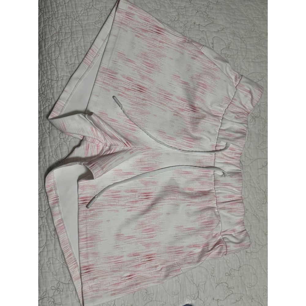 Zyia Active S pink white mesh lined running shorts S drawstring 75% poly